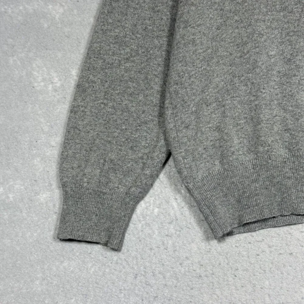 Loro Piana Sweater 54 Gray 100% Baby Cashmere V Neck Sweater Luxury Preppy